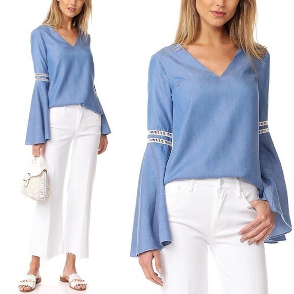 Lovers + Friends Bell Sleeve Chambray Top - Picture 2 of 8